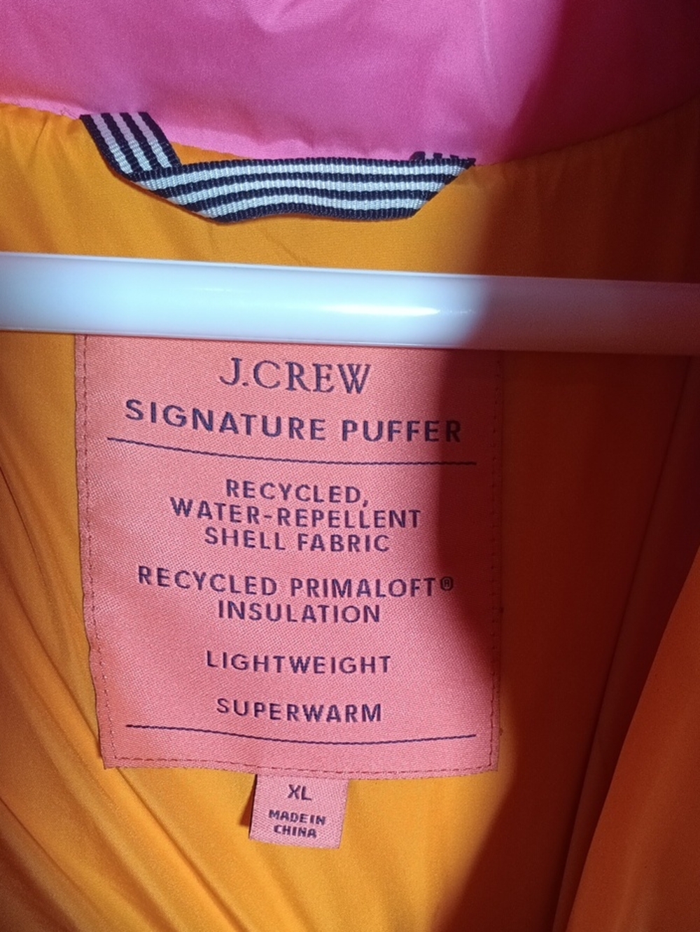 J. Crew Pink and Orange Signature Puffer - Picture 2 of 9